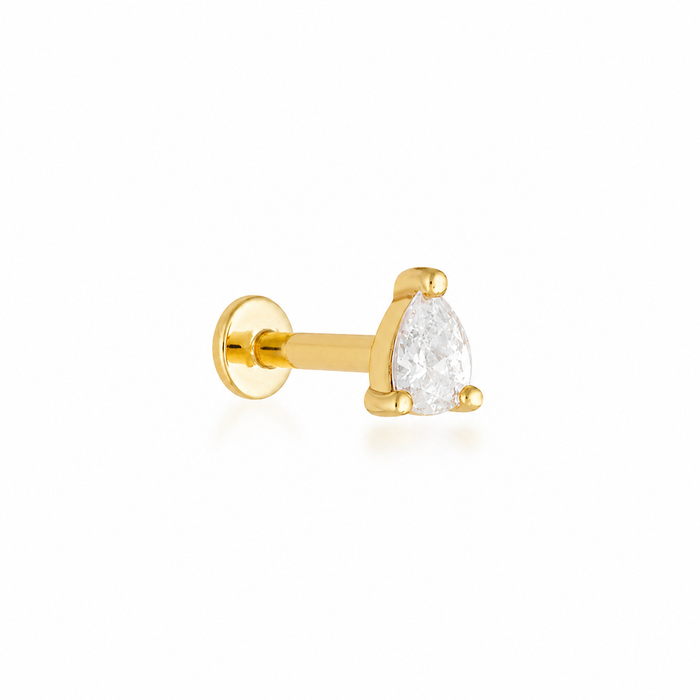 Pear Flatback Stud - Gold