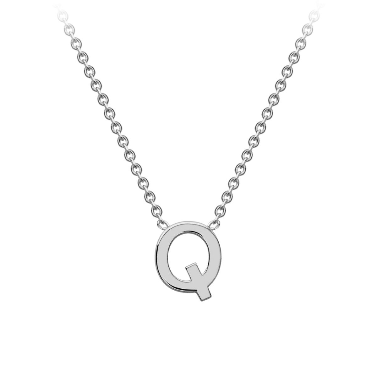 PETITE 'Q' INITIAL NECKLACE | 9K SOLID WHITE GOLD