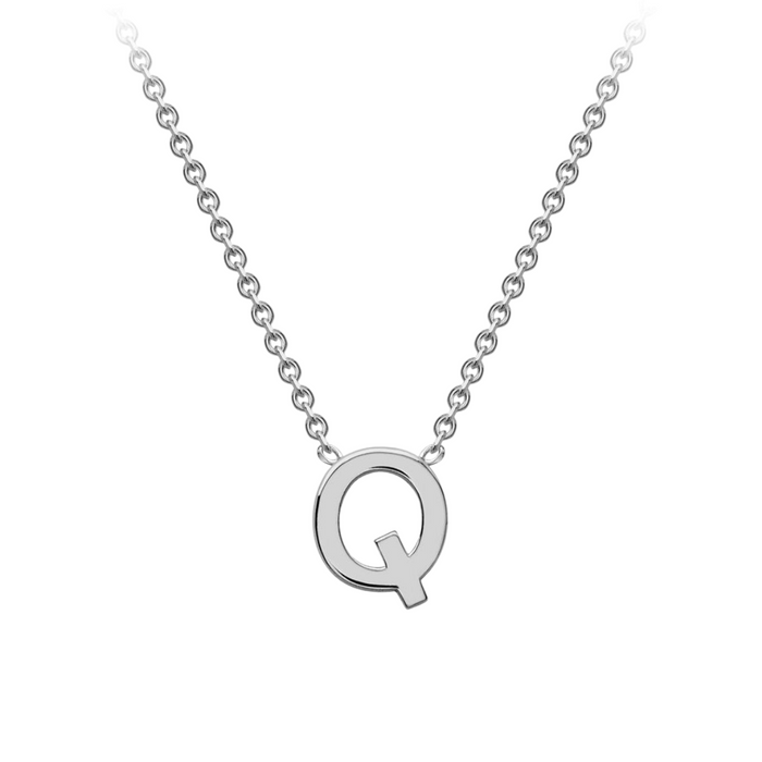 PETITE 'Q' INITIAL NECKLACE | 9K SOLID WHITE GOLD