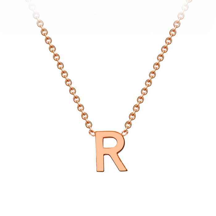 PETITE 'R' INITIAL NECKLACE | 9K SOLID ROSE GOLD