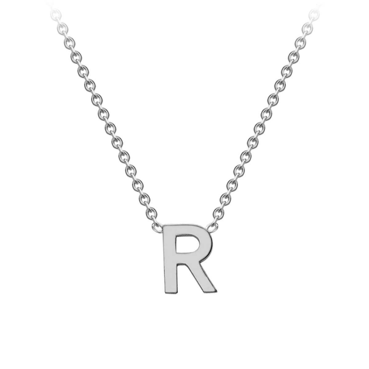 PETITE 'R' INITIAL NECKLACE | 9K SOLID WHITE GOLD