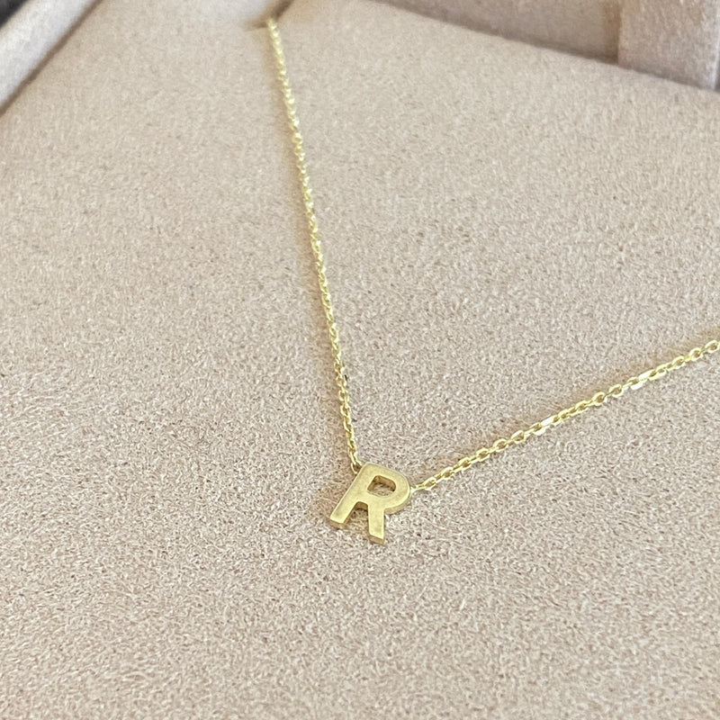 PETITE 'R' INITIAL NECKLACE | 9K SOLID GOLD