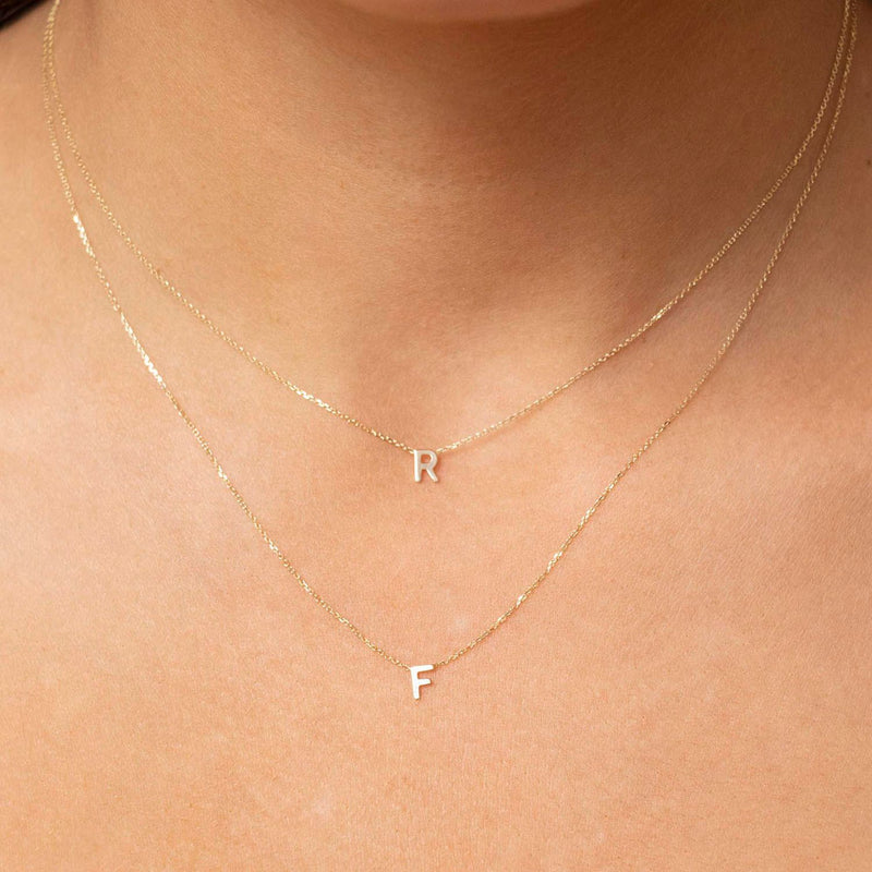 PETITE 'F' INITIAL NECKLACE | 9K SOLID GOLD