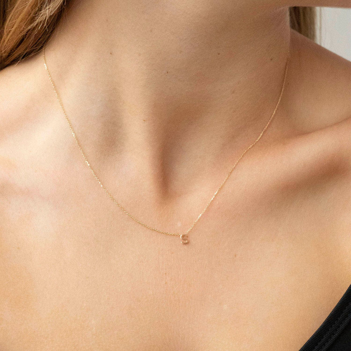 PETITE 'S' INITIAL NECKLACE | 9K SOLID GOLD