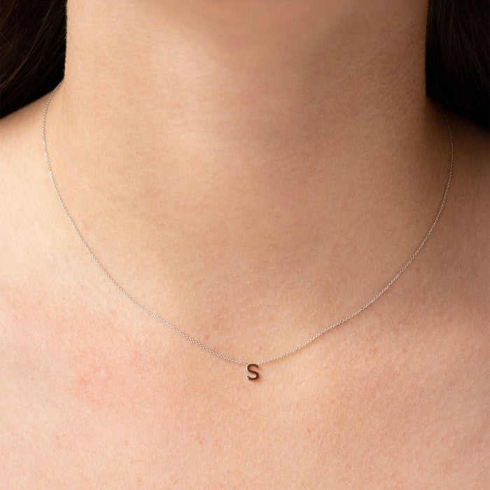 PETITE 'S' INITIAL NECKLACE | 9K SOLID WHITE GOLD