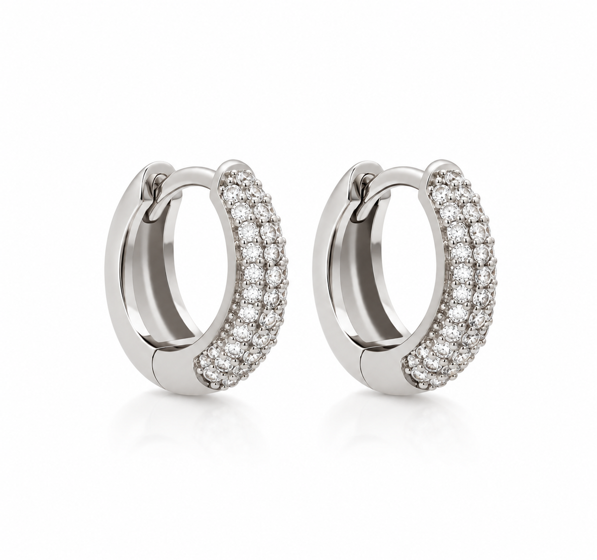 Slim Pavé Tully Hoops 15mm - Silver