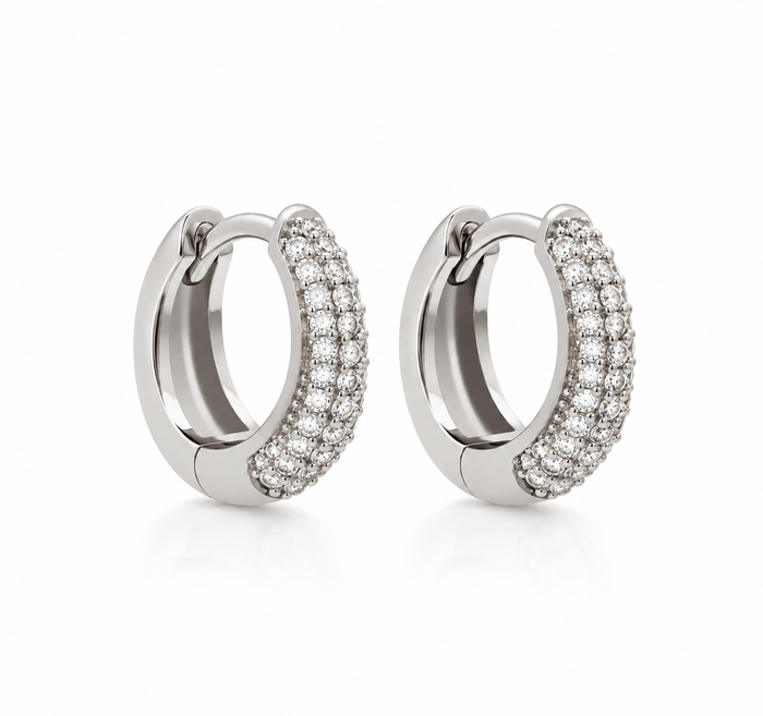 Slim Pavé Tully Hoops 15mm - Silver