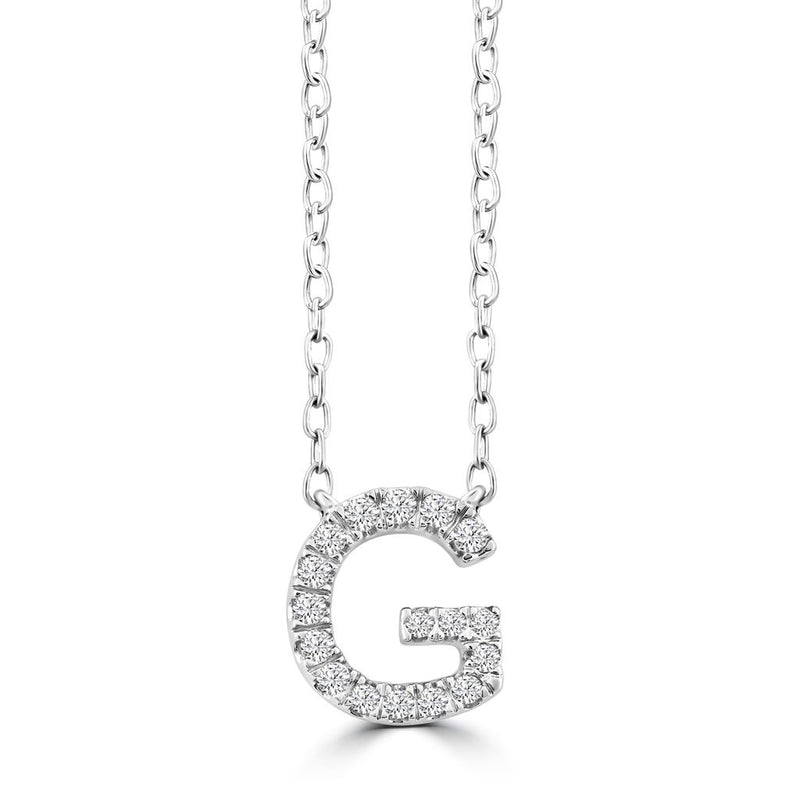DIAMOND INITIAL NECKLACE | 9K SOLID WHITE GOLD