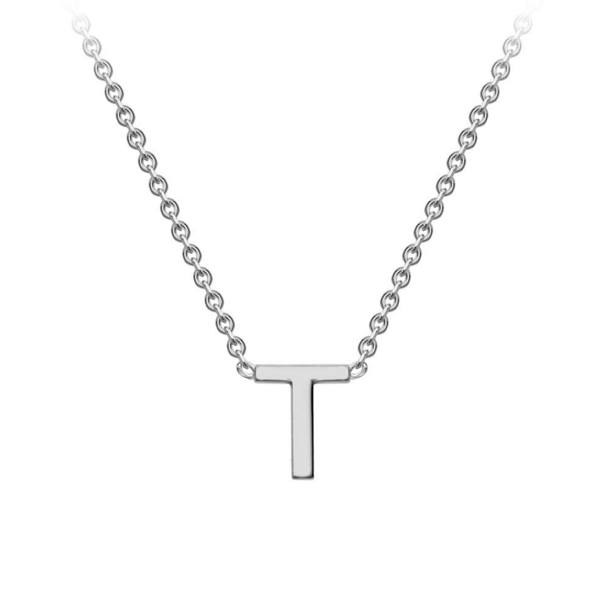 PETITE 'T' INITIAL NECKLACE | 9K SOLID WHITE GOLD