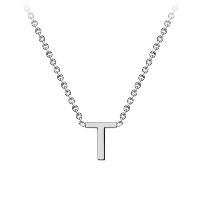 PETITE 'T' INITIAL NECKLACE | 9K SOLID WHITE GOLD