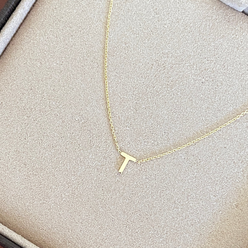 PETITE 'T' INITIAL NECKLACE | 9K SOLID GOLD