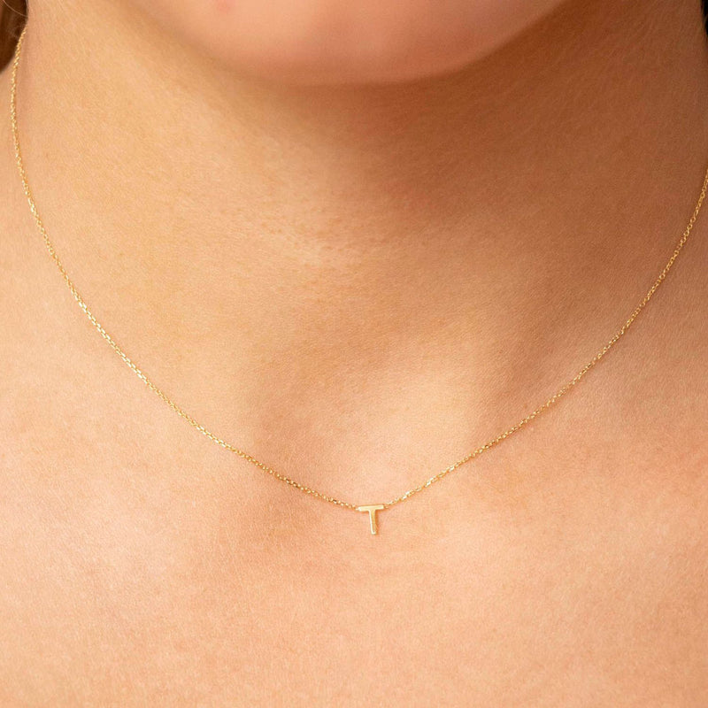 PETITE SINGLE INITIAL NECKLACE | 9K SOLID GOLD