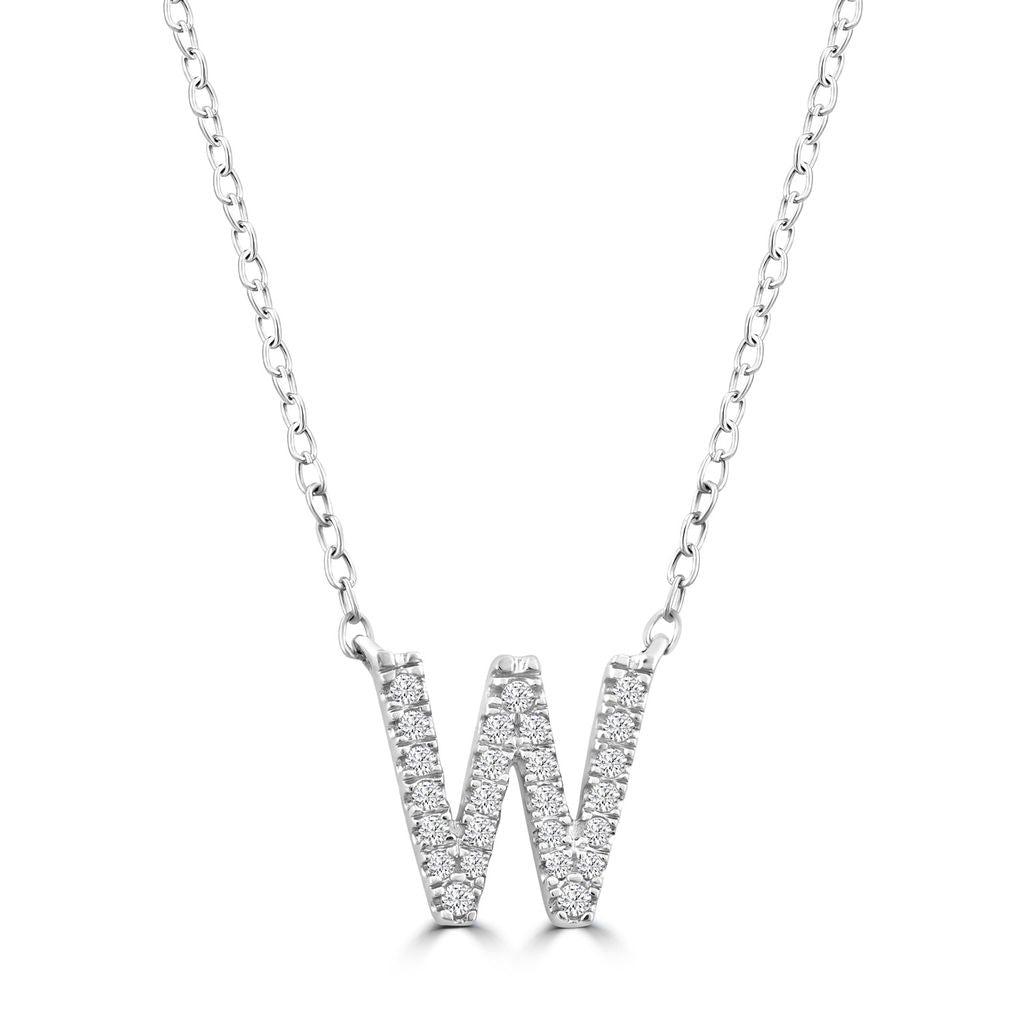 DIAMOND INITIAL NECKLACE | 9K SOLID WHITE GOLD