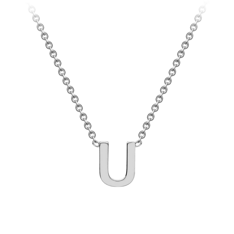 PETITE 'U' INITIAL NECKLACE | 9K SOLID WHITE GOLD