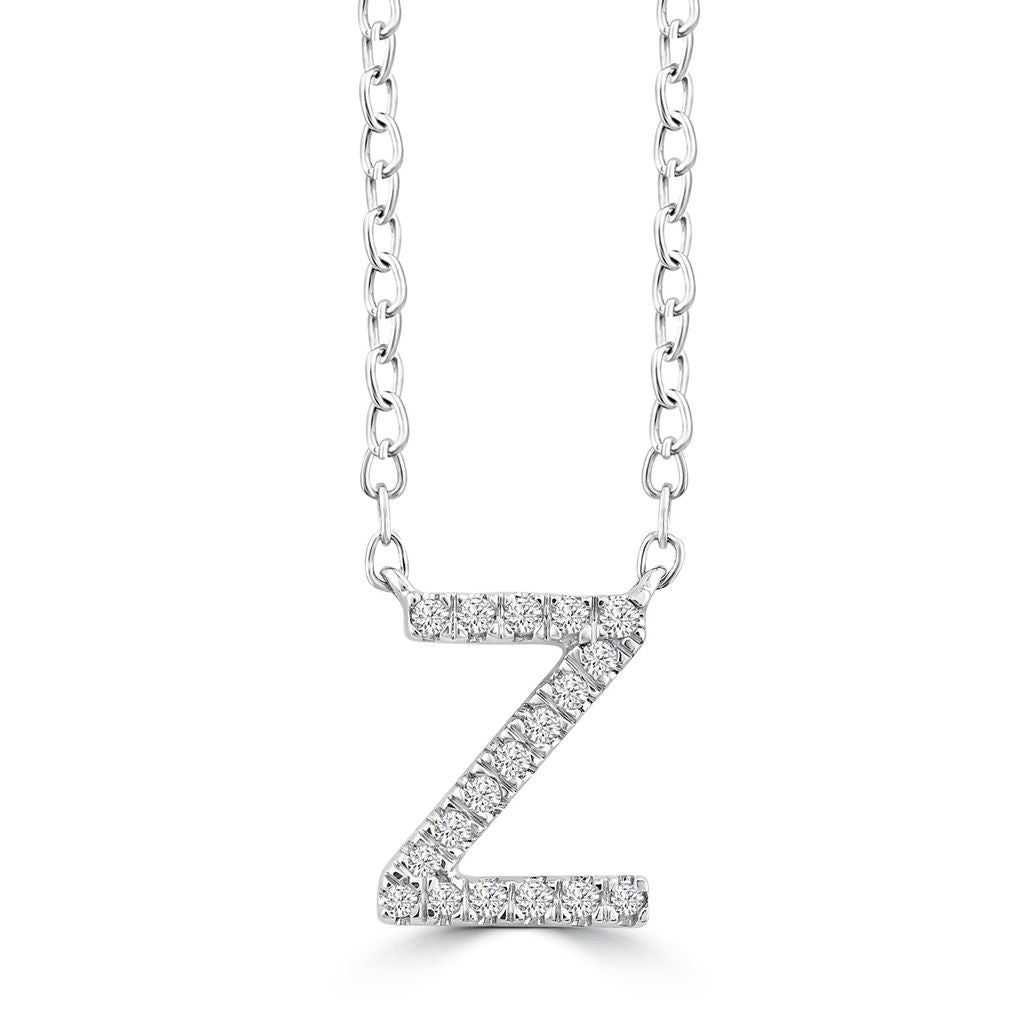DIAMOND INITIAL NECKLACE | 9K SOLID WHITE GOLD