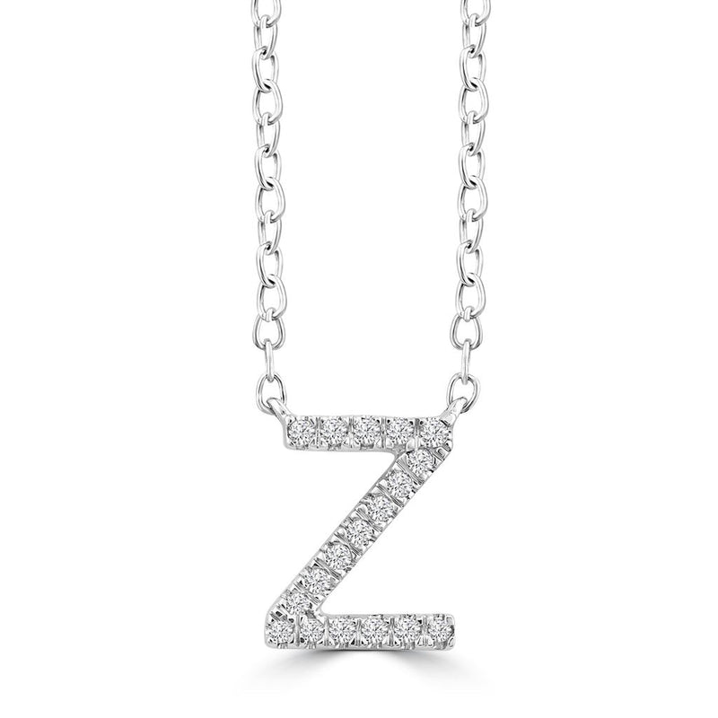 DIAMOND INITIAL NECKLACE | 9K SOLID WHITE GOLD