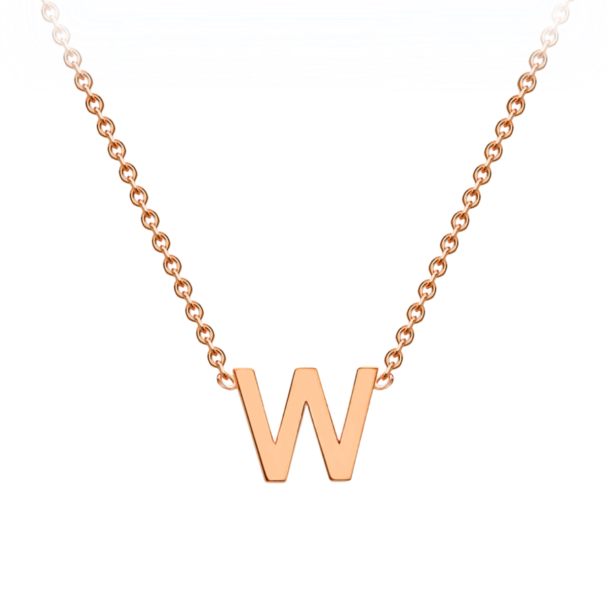 PETITE 'W' INITIAL NECKLACE | 9K SOLID ROSE GOLD