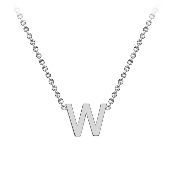 PETITE 'W' INITIAL NECKLACE | 9K SOLID WHITE GOLD