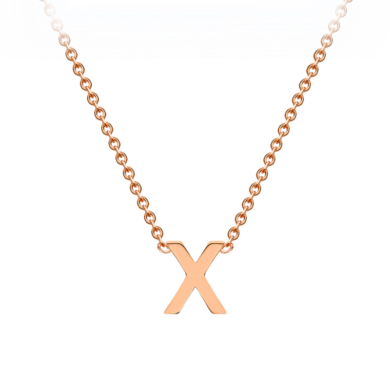 PETITE 'X' INITIAL NECKLACE | 9K SOLID ROSE GOLD