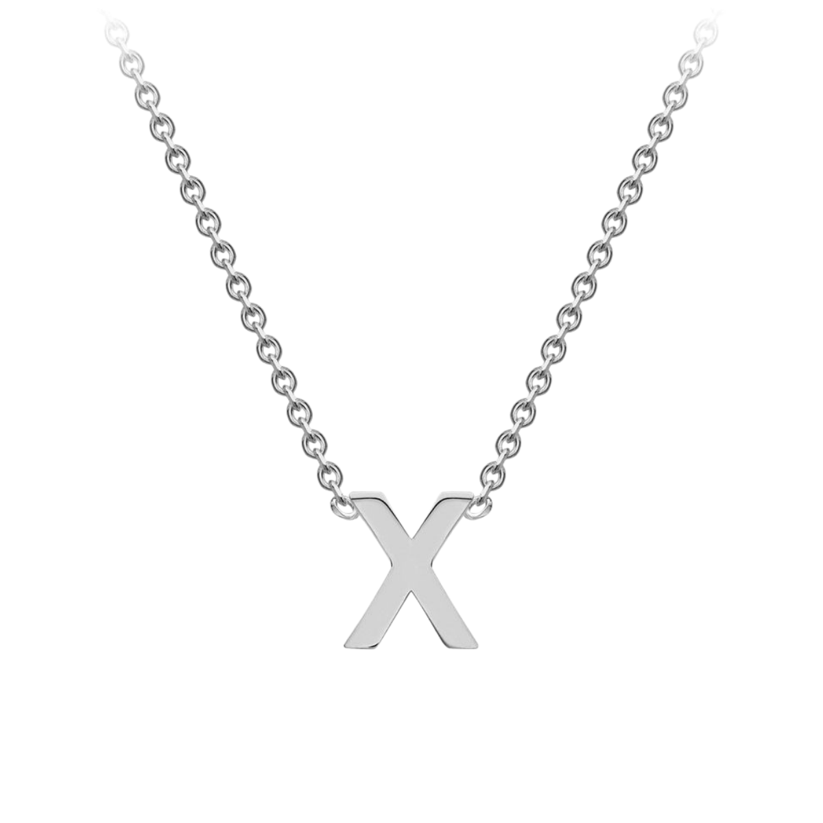 PETITE 'X' INITIAL NECKLACE | 9K SOLID WHITE GOLD