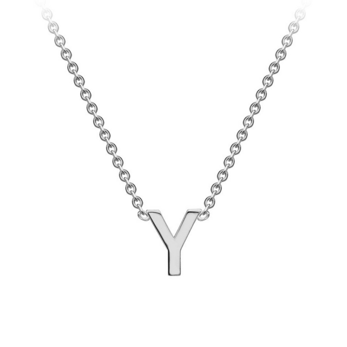 PETITE 'Y' INITIAL NECKLACE | 9K SOLID WHITE GOLD