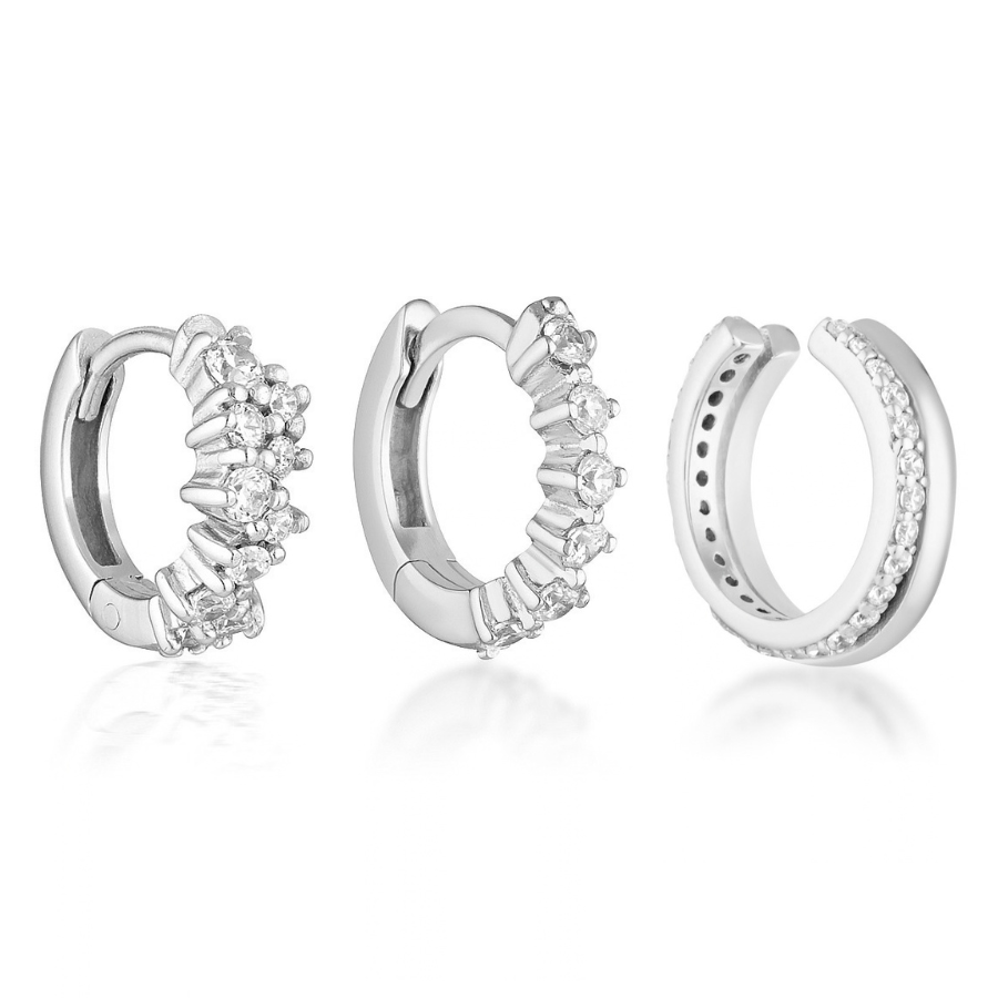 Covey Huggies, Tesa Huggies & Willa Ear Cuff - Silver