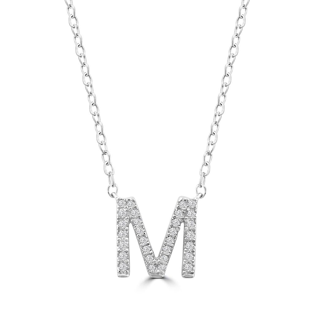 DIAMOND INITIAL NECKLACE | 9K SOLID WHITE GOLD