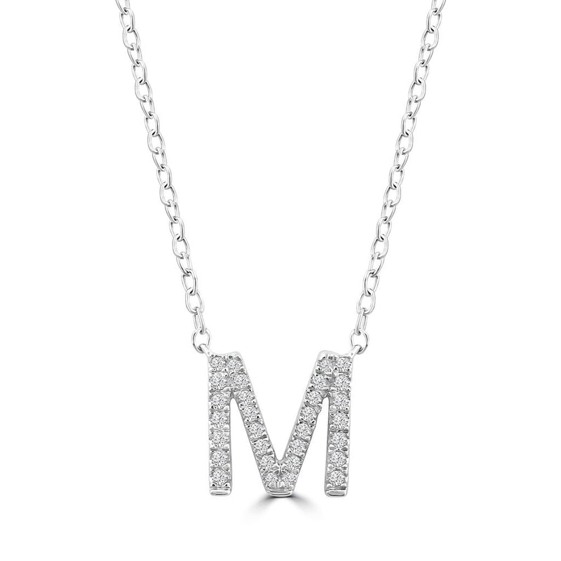 DIAMOND INITIAL NECKLACE | 9K SOLID WHITE GOLD