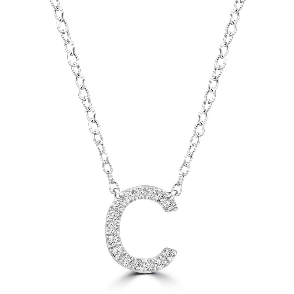 DIAMOND INITIAL NECKLACE | 9K SOLID WHITE GOLD