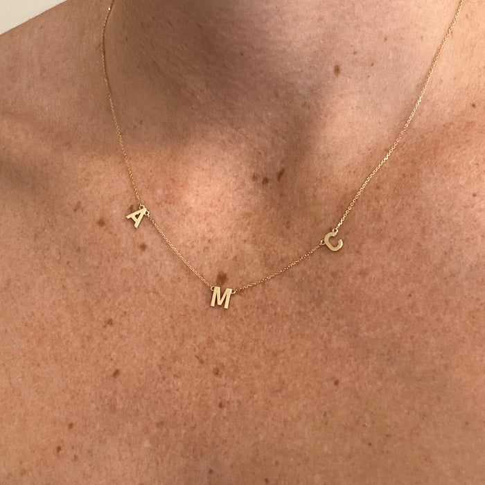 PETITE MULTIPLE INITIAL NECKLACE | SOLID GOLD