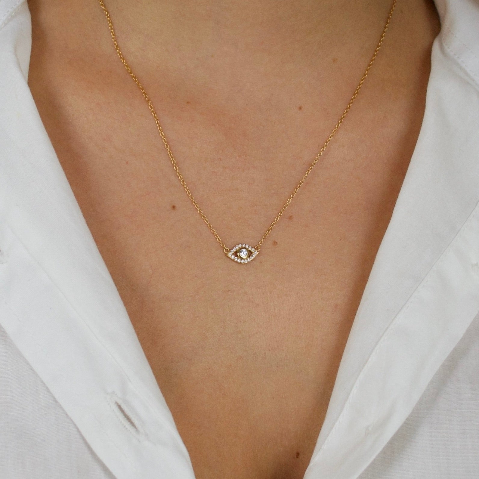 14k gold evil eye necklace discount