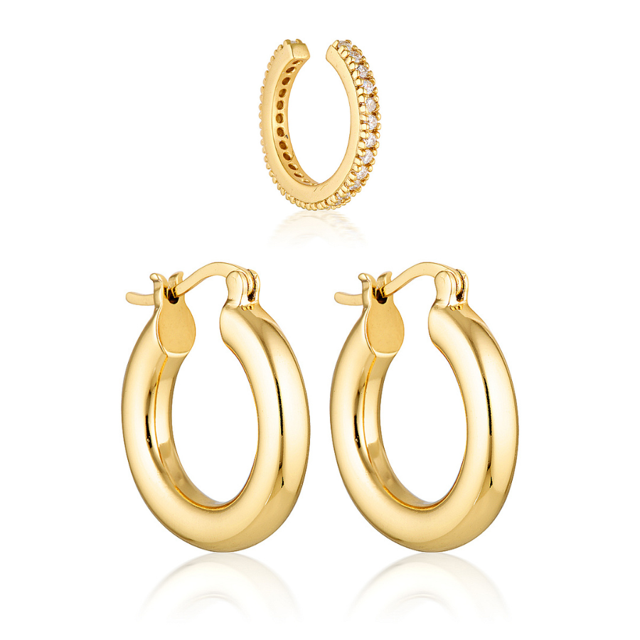 BETTY HOOPS & AELIA EAR CUFF | GOLD