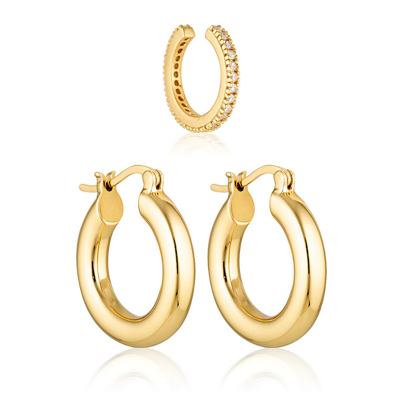 BETTY HOOPS & AELIA EAR CUFF | GOLD