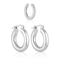 BETTY HOOPS & AELIA EAR CUFF | SILVER