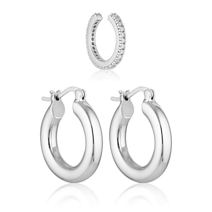 BETTY HOOPS & AELIA EAR CUFF | SILVER