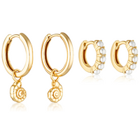 CONCH HOOPS & PEARL HUGGIES | GOLD