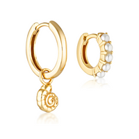 CONCH HOOPS & PEARL HUGGIES | GOLD