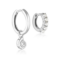 CONCH HOOPS & PEARL HUGGIES | SILVER