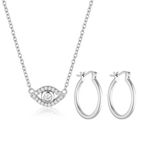 EVIL EYE NECKLACE & IVY HOOPS | SILVER