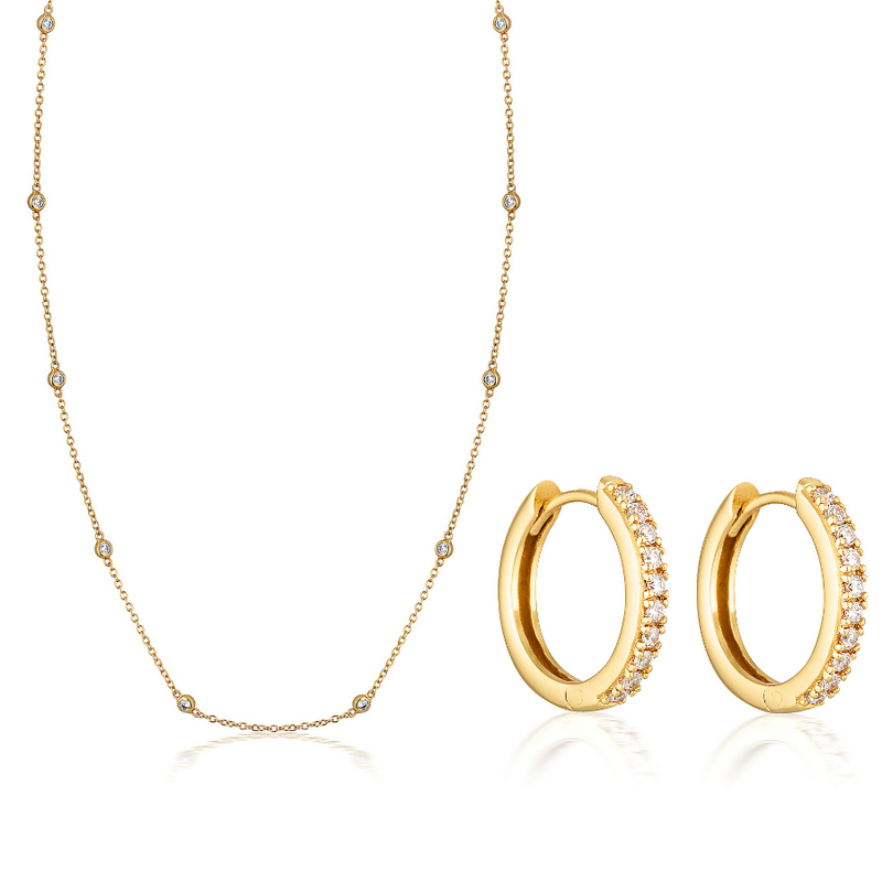 HELIE NECKLACE & HANA HOOPS | GOLD