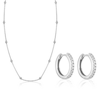 HELIE NECKLACE & HANA HOOPS | SILVER