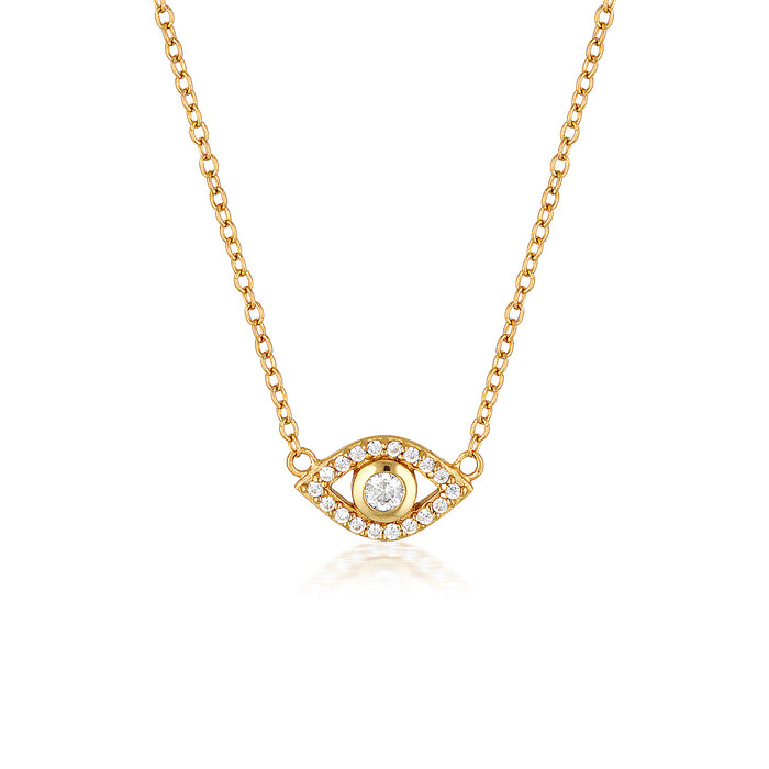 ecommerce image for gold vermeil evil necklace necklace with cz stones