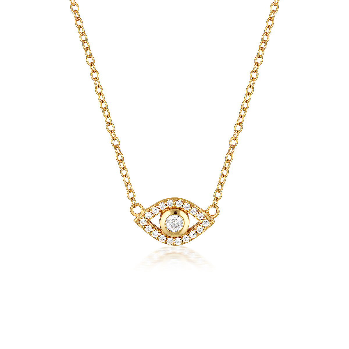 ecommerce image for gold vermeil evil necklace necklace with cz stones