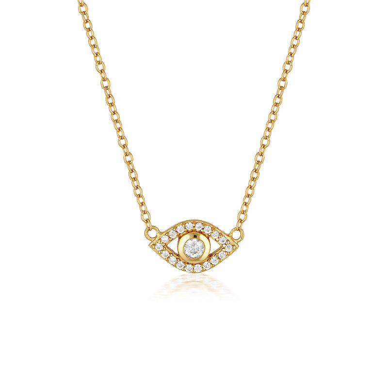 ecommerce image for gold vermeil evil necklace necklace with cz stones