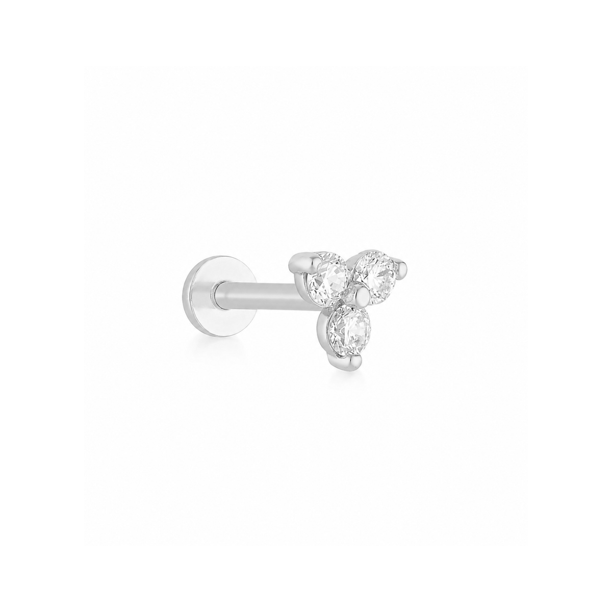 Lotus Flatback Stud - Silver