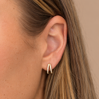 Split Pavé Tully Huggies - Gold