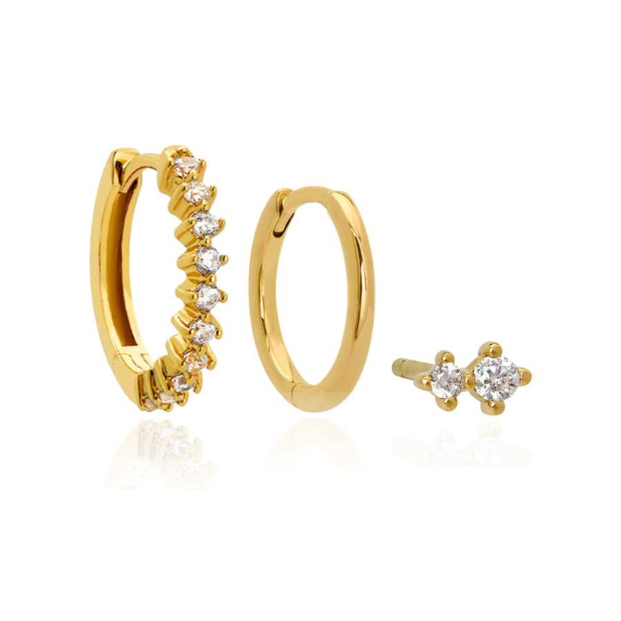 TESA HOOPS, SENA SLEEPER HOOPS & NIVA STUDS | GOLD