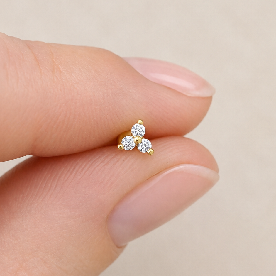 Lotus Flatback Stud - Gold