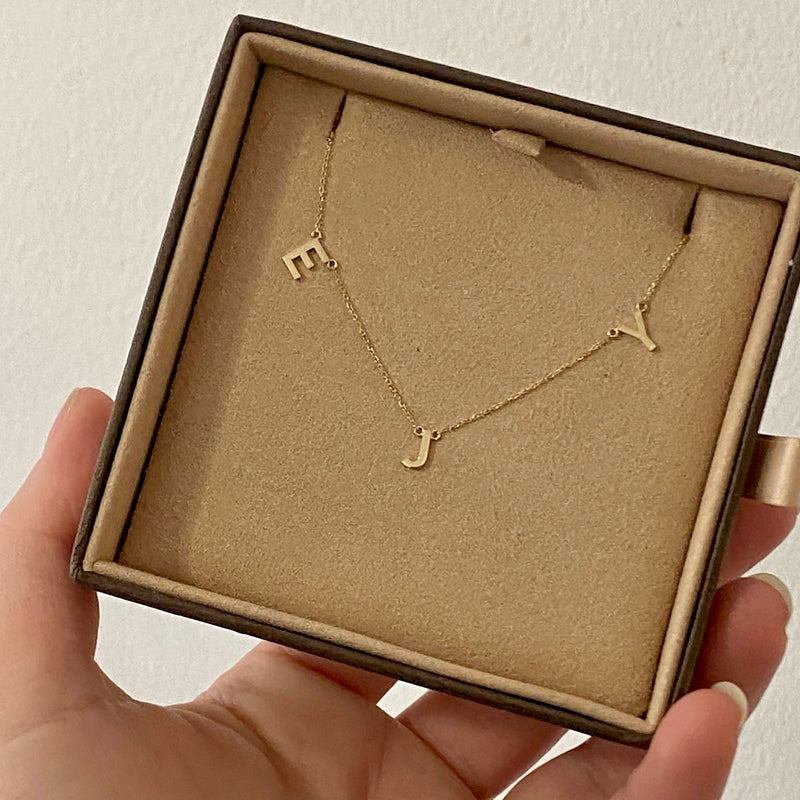 PETITE MULTIPLE INITIAL NECKLACE | SOLID GOLD