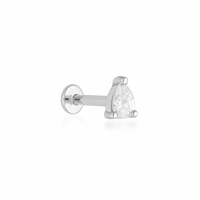 Pear Flatback Stud - Silver